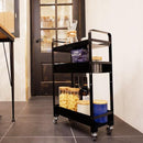キッチンワゴン 収納ワゴン ラック キャスター付き 3段 台所 リビング サニタリー ガレージ 車庫 倉庫 シンプル おしゃれ 白 ホワイト 黒 ブラック 【納期B】【lic-nit-0006】