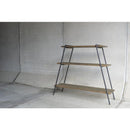 ラック 3段 収納ラック 棚 おしゃれ 北欧 カフェ風 インテリア ナチュラル カントリー アイアン 脚 シンプル 木製 棚板 天然木 スタイリッシュ お洒落 台形 【納期B】【lic-nit-0008】