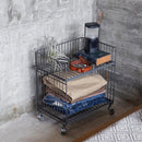 サイドワゴン ワイヤー ワゴン 収納 ラック キャスター付き インダストリアル 無骨 おしゃれ 男前 棚 2段 リビング 玄関 ガレージ 車庫 【納期B】【lic-nit-0029】