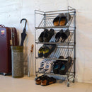 シューズラック 8足 4段 靴 収納 ワイヤーラック キャスター おしゃれ シンプル 北欧 玄関 エントランス インダストリアル 無骨 無機質 【納期B】【lic-nit-0033】