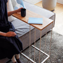 サイドテーブル おしゃれ 北欧 シンプル 白 ソファサイド ベッドサイド サブ ミニテーブル ホワイト 直線的 2way スチール脚 天然木製 【納期B】【lic-nit-0040】