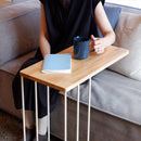 サイドテーブル おしゃれ 北欧 シンプル 白 ソファサイド ベッドサイド サブ ミニテーブル ホワイト 直線的 2way スチール脚 天然木製 【納期B】【lic-nit-0040】