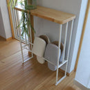 スリムラック 棚 省スペース コンパクト トイレ オープンラック おしゃれ 北欧 天然木製 スチール 脚 白 ホワイト スリッパラック 玄関 【納期B】【lic-nit-0041】