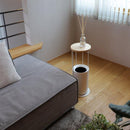 サイドテーブル おしゃれ 北欧 シンプル ソファサイド ベッド ラウンドテーブル 円 丸 白 ホワイト スチール 脚 天然木製 天板 棚 ラック 【納期B】【lic-nit-0042】