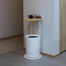 サイドテーブル おしゃれ 北欧 シンプル ソファサイド ベッド ラウンドテーブル 円 丸 白 ホワイト スチール 脚 天然木製 天板 棚 ラック 【納期B】【lic-nit-0042】