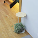 サイドテーブル おしゃれ 北欧 シンプル ソファサイド ベッド ラウンドテーブル 円 丸 白 ホワイト スチール 脚 天然木製 天板 棚 ラック 【納期B】【lic-nit-0042】