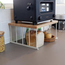 キッチンラック 棚 収納 オープンラック シンプル おしゃれ 北欧 ホワイト 白 天然木製 天板 スチール 脚 飾り台 土台 トースター レンジ 【納期B】【lic-nit-0043】