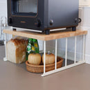 キッチンラック 棚 収納 オープンラック シンプル おしゃれ 北欧 ホワイト 白 天然木製 天板 スチール 脚 飾り台 土台 トースター レンジ 【納期B】【lic-nit-0043】