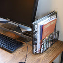 モニター台 モニターラック スタンド パソコンモニター用 ワイヤー スチールラック 本立て マガジンラック 収納棚 PC インダストリアル 【納期B】【lic-nit-0045】