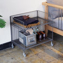 ワゴン スチールラック 収納 棚 キャスター付き ワイヤー ワイド 幅広 2段 インダストリアル 無骨な インテリア おしゃれ 鉄製 シンプル 【納期B】【lic-nit-0048】