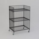 ワゴン スチールラック 収納棚 キャスターつき ワイヤー ワイド 幅広 3段 インダストリアル おしゃれ 鉄製 玄関 ランドリー収納 キッチン 【納期B】【lic-nit-0053】