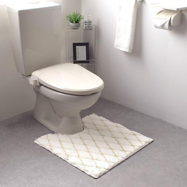 トイレマット 日本製 おしゃれ 高級 吸水 ふかふか ふわふわ 抗菌 防臭 滑り止め ずれない 白 ホワイト 便所 上質 小さい 小さめ 60×60cm 【納期B】【lic-sas-433】