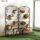 フラワースタンド 屋外 2段 スチール 金属 おしゃれ ガーデニング 鉢スタンド 花台 園芸 スタンド ラック フェンスつき 【納期D】【lic-tan-588】