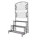 フラワースタンド 3段 スチール 北欧 おしゃれ つる植物 蔦 ガーデン 園芸用品 格子 フェンス ハンギングバスケット プランター 【納期D】【lic-tan-589】