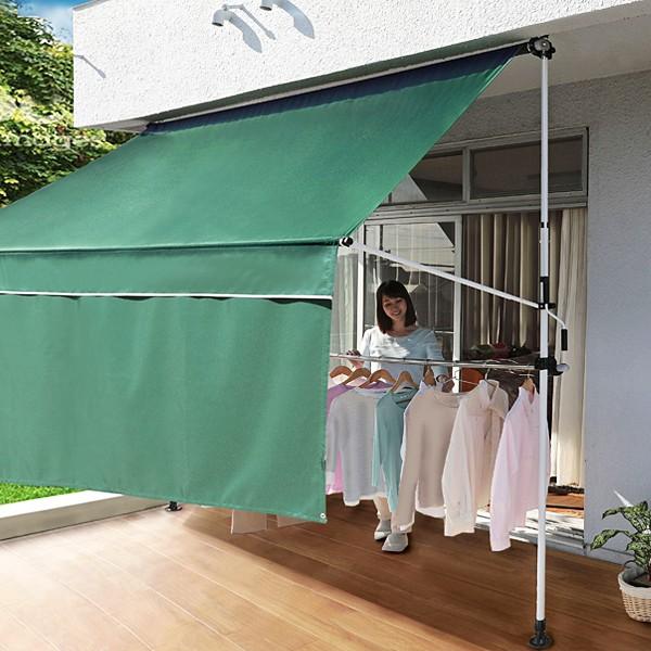 オーニング 2m 突っ張り 取り付け DIY 日よけ 手動 つっぱり サンシェード 【納期D】【lic-tan-591-20】