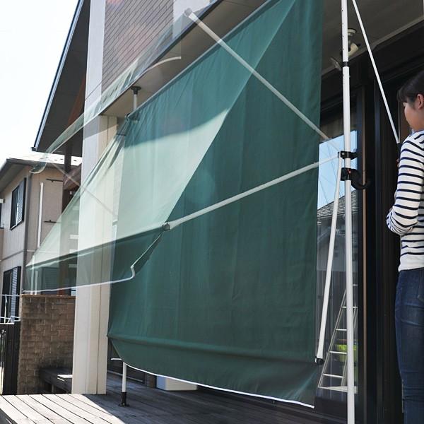 オーニング 2M おしゃれ つっぱり 手動 巻き取り オーニングシェード 取り付け DIY オーニングテント オーニングサンシェード 幅2m 【納期D】【lic-tan-709-20】