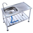 流し台 ステンレス 屋外用 庭 ガーデンシンク 蛇口 排水 作業台 手洗い場 ガレージ ベランダ テラス 屋上 簡易 野外 園芸 幅50cm 奥行100 【納期D】【lic-tan-788】