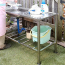 流し台 ステンレス 屋外用 庭 ガーデンシンク 蛇口 排水 作業台 手洗い場 ガレージ ベランダ テラス 屋上 簡易 野外 園芸 幅50cm 奥行100 【納期D】【lic-tan-788】