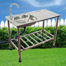 流し台 ステンレス 屋外用 庭 ガーデンシンク 蛇口 排水 作業台 手洗い場 ガレージ ベランダ テラス 屋上 簡易 野外 園芸 幅50cm 奥行100 【納期D】【lic-tan-788】