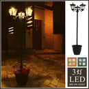 街灯 外灯 ソーラー式 LED おしゃれ ポール 玄関 外灯照明 ソーラー 3灯 【納期D】【lic-tan-led3】