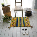 マット 45×75cm 北欧 おしゃれ ラグマット ラグ 玄関マット ウール インド綿 手作り 高級感 民族文様 柄 幾何学模様 敷物 ギャッベ ハンドノット 手織り 【納期B】【lic-tsz-0080】