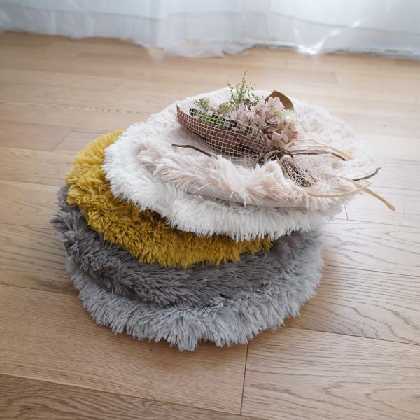 チェアパッド チェアマット 座布団 チェアーパット 円形 丸型 35cm 直径 サイズ おしゃれ 床暖房対応 洗える 滑り止め シャギー 高反発 ウレタン 低反発 厚み 【納期B】【lic-tsz-0103】