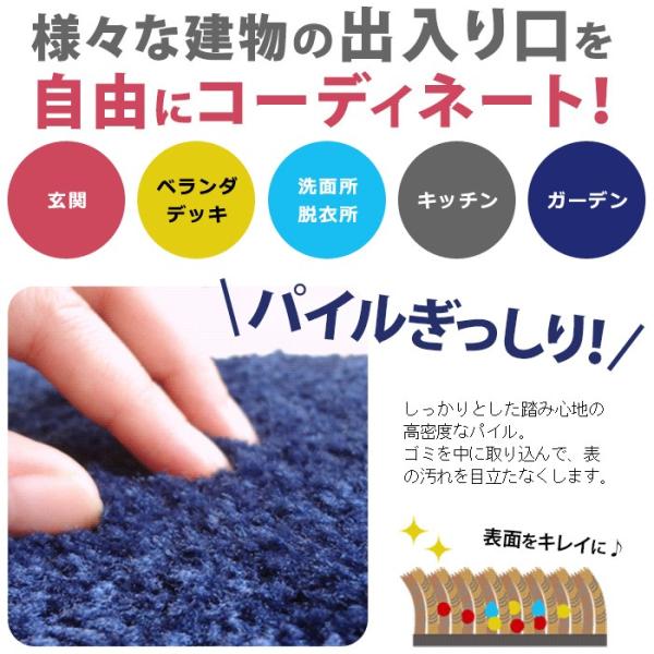 マット ラグ 45×75cm 無地 洗える 屋内 屋外 玄関マット キッチン リビング 吸水 除塵 滑り止め 【納期E】【lic-wd-sme-45-75】