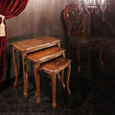 ネストテーブル 3連 おしゃれ ヨーロピアン 木製 高級家具 象嵌 装飾 模様 イタリア製 輸入品 インポート 【納期A】【mst-42200025】