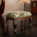 スツール 金華山織り 立体感 模様 高級家具 インポート 輸入 イタリア製 座面 コイルスプリング 椅子 腰掛け 猫脚 彫刻 ヨーロピアン おしゃれ 天然木製 完成品 【納期A】【mst-42200159】