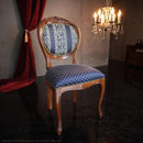 ダイニングチェア 1脚 単品 椅子 チェアー 肘掛けなし 木製 猫脚 北欧 イタリア製 おしゃれ 高級感 上質 優美 装飾 彫刻 クラシック アンティーク調 青 ブルー 【納期A】【mst-42200161】