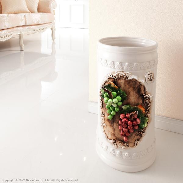 傘立て 傘たて 陶器 装飾 ぶどう ブドウ 葡萄 柄 デザイン おしゃれ