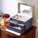 ジュエリーボックス ミラー付き 鏡つき 3段 引き出し 収納ケース 収納ボックス アクセサリーケース 大容量 宝石箱 高級感 上品 おしゃれ 指輪 ネックレス 【納期A】【mst-a0800009】