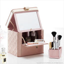 メイクボックス コスメボックス メイクケース コスメケース 鏡付き ミラーつき 大容量 化粧品 収納箱 取っ手付き 化粧水 ボトル そのまま入る 小分け 仕切り 【納期A】【mst-a0800011】
