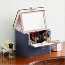 メイクボックス コスメボックス メイクケース コスメケース 鏡付き ミラーつき 大容量 化粧品 収納箱 取っ手付き 化粧水 ボトル そのまま入る 小分け 仕切り 【納期A】【mst-a0800011】