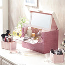 コスメボックス 鏡つき ミラー付き コスメケース メイクケース 化粧品 収納箱 大容量 取っ手付き 化粧水ボトル 立てて入る 小分け 仕切り おしゃれ 使いやすい 【納期A】【mst-a0800028】