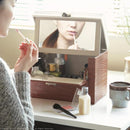 コスメボックス 鏡つき ミラー付き コスメケース メイクケース 化粧品 収納箱 大容量 取っ手付き 化粧水ボトル 立てて入る 小分け 仕切り おしゃれ 使いやすい 【納期A】【mst-a0800028】