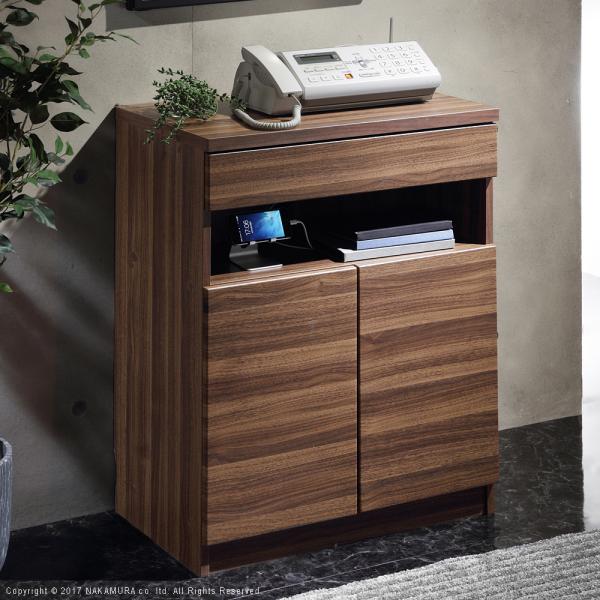 キャビネット 幅60cm 収納棚 コード 配線 スッキリ 整理 まとまる 引き出し A4サイズ FAX台 ファックス棚 電話台 プリンター置き 扉付き 木目 北欧 おしゃれ 【納期A】【mst-f0800452】