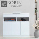 キャビネット 幅90cm 白 ホワイト シンプル 収納棚 引き出し A4サイズ FAX台 ファックス棚 電話台 プリンター台 扉つき コード 配線 スッキリ 整理 背面収納 【納期A】【mst-f0800455】