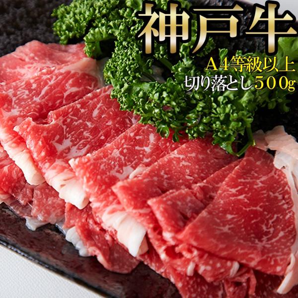 神戸牛 切り落とし 500g 牛肉 訳あり 無選別 部位 バラ 肩 モモ 霜降り A4等級以上 A4ランク ブランド牛 和牛 国産 冷凍 焼肉 しゃぶしゃぶ 【納期E】【nk00000068】