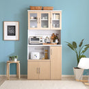 食器棚 大容量 キッチンボード 収納庫 大型 北欧 おしゃれ コンセント付き レンジ台 スライドトレー 可動棚板 曇りガラス 扉 幅90cm 奥行き約40cm 高さ180cm 【納期A】【pst-1890】