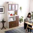 食器棚 大容量 キッチンボード 収納庫 大型 北欧 おしゃれ コンセント付き レンジ台 スライドトレー 可動棚板 曇りガラス 扉 幅90cm 奥行き約40cm 高さ180cm 【納期A】【pst-1890】