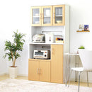 食器棚 大容量 キッチンボード 収納庫 大型 北欧 おしゃれ コンセント付き レンジ台 スライドトレー 可動棚板 曇りガラス 扉 幅90cm 奥行き約40cm 高さ180cm 【納期A】【pst-1890】