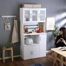 食器棚 大容量 キッチンボード 収納庫 大型 北欧 おしゃれ コンセント付き レンジ台 スライドトレー 可動棚板 曇りガラス 扉 幅90cm 奥行き約40cm 高さ180cm 【納期A】【pst-1890】