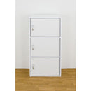 収納棚 ラック 3段 扉付き 取っ手つき 収納 棚 シンプル 北欧 おしゃれ 白 ホワイト 茶色 ドア付き 収納ラック カラーボックス ナチュラル 木目柄 【納期B】【skb-fb03d】