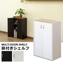 シェルフ 棚 収納 ラック 扉つき 観音開き ドア 目隠し シンプル おしゃれ 戸 扉 収納棚 リビング インテリア 北欧 ナチュラル 黒 ブラック 白 ホワイト 【納期B】【skb-hmp28】