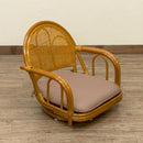 座椅子 回転 肘掛け付き フロアチェア ラタン アジアン 和風 和室 ロータイプ 完成品 クッション 座面 取り外し可能 回転座椅子 ひじ掛け ローバック コンパクト 【納期B】【skb-im13】