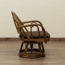 座椅子 回転 肘掛付き 回転座椅子 高座椅子 肘掛け付き ひじ付き 背もたれ 和風 アジアン おしゃれ 和室 クッション座面 ラタン 天然素材 藤 コンパクト 茶色 【納期B】【skb-im14】