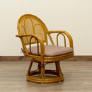 座椅子 回転 肘掛付き 回転座椅子 高座椅子 肘掛け付き ひじ付き 背もたれ 和風 アジアン おしゃれ 和室 クッション座面 ラタン 天然素材 藤 コンパクト 茶色 【納期B】【skb-im14】