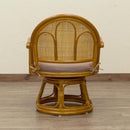 座椅子 回転 肘掛付き 回転座椅子 高座椅子 肘掛け付き ひじ付き 背もたれ 和風 アジアン おしゃれ 和室 クッション座面 ラタン 天然素材 藤 コンパクト 茶色 【納期B】【skb-im14】