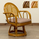 座椅子 回転 肘掛付き 回転座椅子 高座椅子 肘掛け付き ひじ付き 背もたれ 和風 アジアン おしゃれ 和室 クッション座面 ラタン 天然素材 藤 コンパクト 茶色 【納期B】【skb-im14】